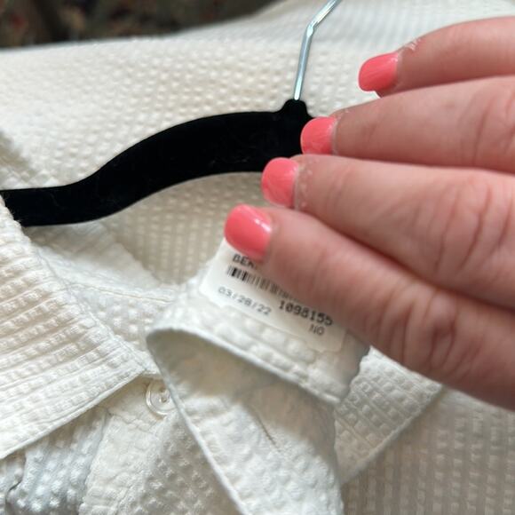Anthropologie's Porridge Creamy White Ribbed-Like Textured Collar Button Down - Picture 9 of 9